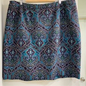 NWOT sz 22 Talbots Multicolor Patterned Pencil Skirt With Back Zipper Back Slit